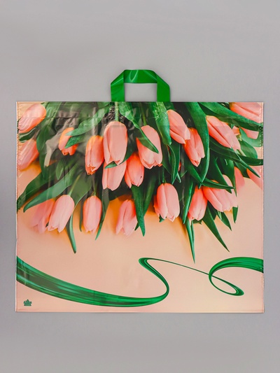 Пакет подарочный «Райские тюльпаны» полиэтиленовый, с петлевой ручкой, 50×60 см 60 мкм