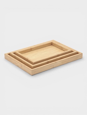 Подносы Доляна, набор 3 шт., 40×30 см, 35×25 см, 30×20 см, дерево, бежевые