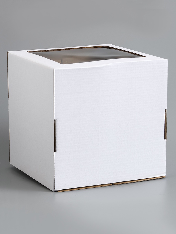 Коробка для торта, кондитерская, белая, с окном 30×30×30 см Набор 10 шт.