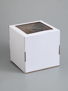 Коробка для торта, кондитерская, белая, с окном 30×30×30 см Набор 10 шт. - фото 68175329