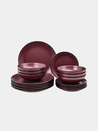 УЦЕНКА Сервиз столовый Доляна «Ваниль», 17 предметов: 5 тарелок d=19 см, 6 тарелок d=27 см, 6 мисок d=19 см, керамика, бордовый - Фото 1