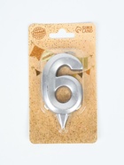 УЦЕНКА Свеча в торт "Грань", цифра "6", серебряный металлик, 6.5 см - Фото 4