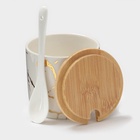 УЦЕНКА Набор банок на деревянной подставке 3 шт. «Эстет. Gold» 29.5×10×10 см, белая - Фото 4