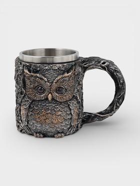 Кружка средневековая «Сова», 400 мл, нержавеющая сталь, серебристая