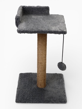 Когтеточка-столбик Petmil  с полкой-лежанкой и игрушкой 