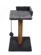 Когтеточка - столбик Petmil «Релакс», 60×35×35 см, с полкой - лежанкой и игрушкой, джут, серая - Фото 2