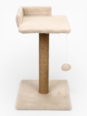 Когтеточка-столбик Petmil  с полкой-лежанкой и игрушкой 