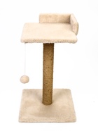 Когтеточка-столбик Petmil «Релакс», 60×35×35 см, с полкой - лежанкой и игрушкой, джут, бежевая - фото 809451368