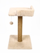 Когтеточка-столбик Petmil «Релакс», 60×35×35 см, с полкой - лежанкой и игрушкой, джут, бежевая - фото 809451369