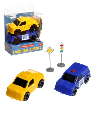 Игровой набор «Главная дорога» 2 машинки и 12 дорожных знакв 09466