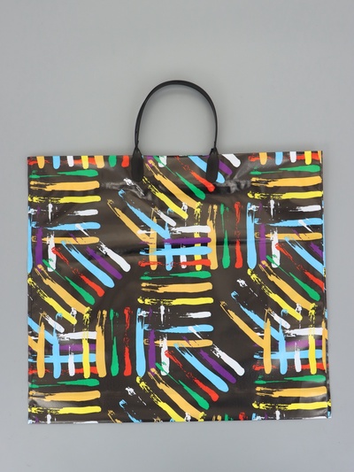 Пакет «Цветные линии», полиэтиленовый с пластиковой ручкой, 38×34 + 3 см, 90 мкм