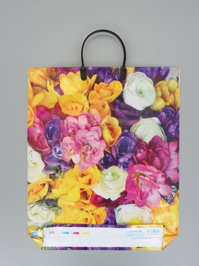 Пакет «Весенний букет», полиэтиленовый с пластиковой ручкой, 38?45 + 3 см, 90 мкм (комплект 5 шт)