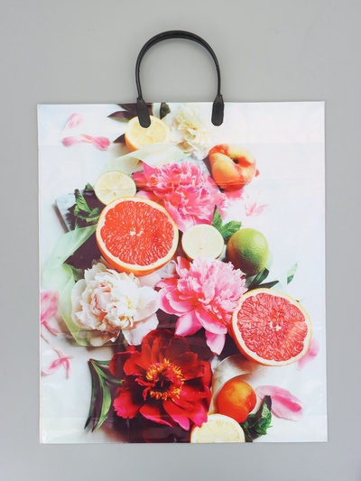 Пакет «Летний цитрус», полиэтиленовый с пластиковой ручкой, 38×45 + 3 см, 90 мкм