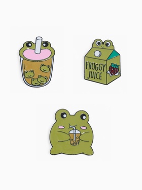 {{photo.Alt || photo.Description || 'УЦЕНКА Набор значков (3шт) «Лягушачьи напитки», цвет зелёный в чёрном металле'}}