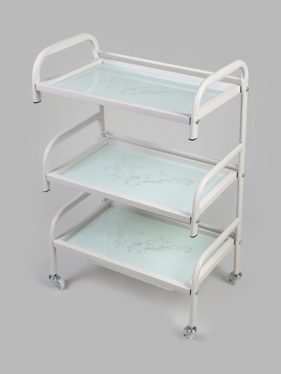 УЦЕНКА Столик косметолога 52*32*80, на колесах, 3 полки, цвет белый