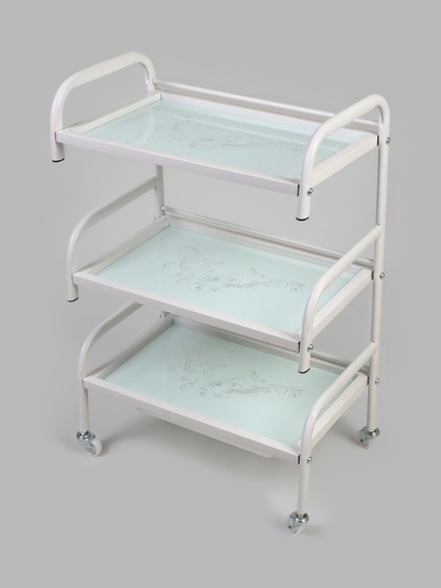 УЦЕНКА Столик косметолога 52×32×80, на колесах, 3 полки, цвет белый