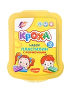 Пластилин мягкий (восковой) 12цв 180г "Кроха" в контейнере, формочки + стек - фото 120406397