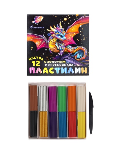 Пластилин мягкий (восковой), 12 цветов, 230 г