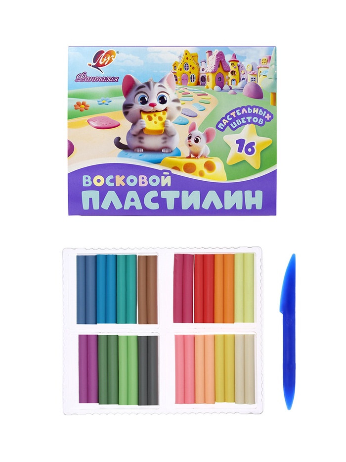 Пластилин мягкий (восковой) 16цв 240г 