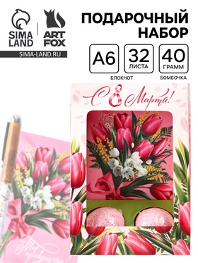 Подарочный набор: блокнот, ручка бурлящий шар 40 гр ( 2 шт) 