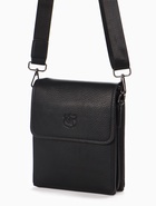 Сумка планшет мужская, на молнии, два наружных кармана, длинный ремень, 19×8×23 см, чёрная - Фото 3