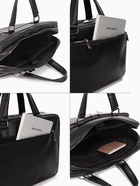 Сумка деловая, на молнии, длинный ремень, 2 наружных кармана, 39×10×28 см, чёрная 10977117