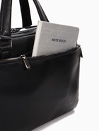 Сумка деловая, на молнии, длинный ремень, 2 наружных кармана, 39×10×28 см, чёрная - фото 809451930