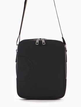 Сумка мужская, на молнии, наружный карман, длинный ремень, 20×6×24 см, чёрная