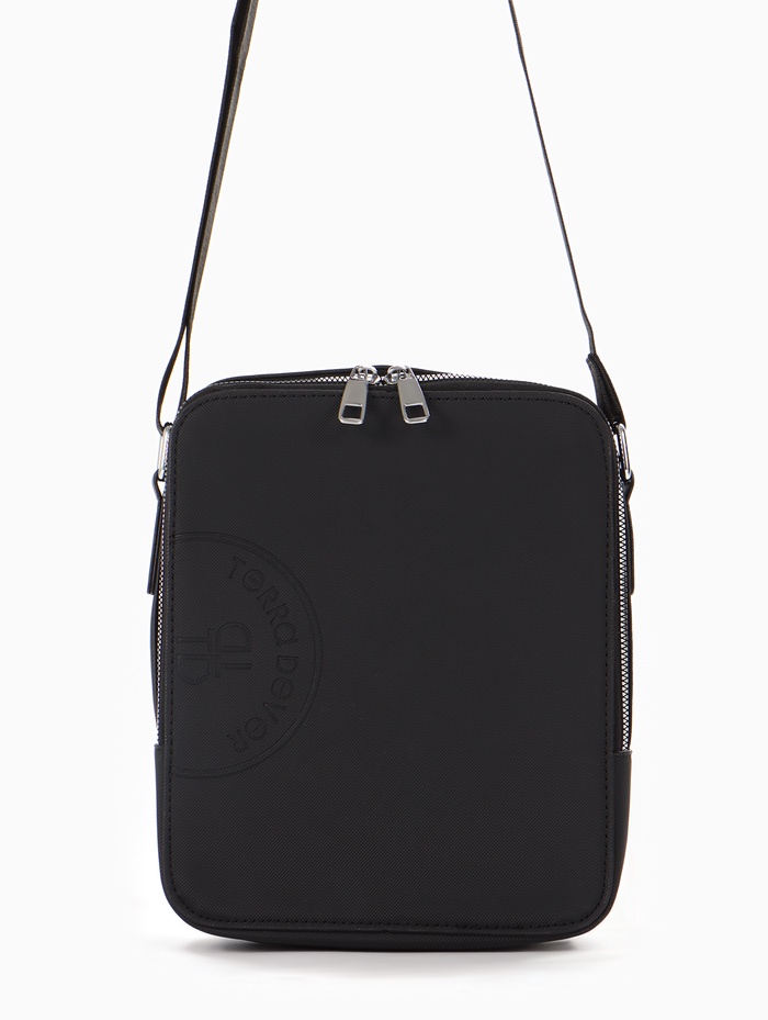 Сумка мужская, 20*6*24, отд на молнии, н/карман, длин ремень, черный - Фото 1