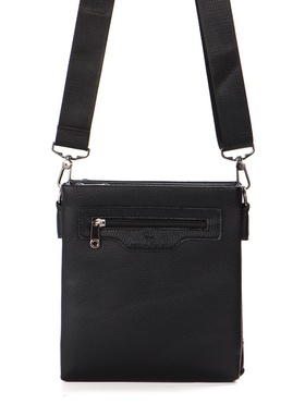 Сумка мужская, на молнии, длинный ремень, 2 наружных кармана, 20×6×23 см, чёрная