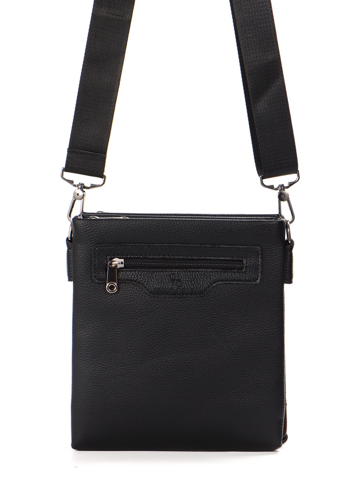 Сумка мужская, на молнии, длинный ремень, 2 наружных кармана, 20×6×23 см, чёрная - Фото 1