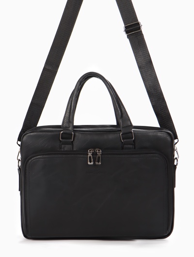 Сумка деловая, 38*8*29см, отд на молнии, 2 н/кармана, длин регил. ремень, ручка, черный