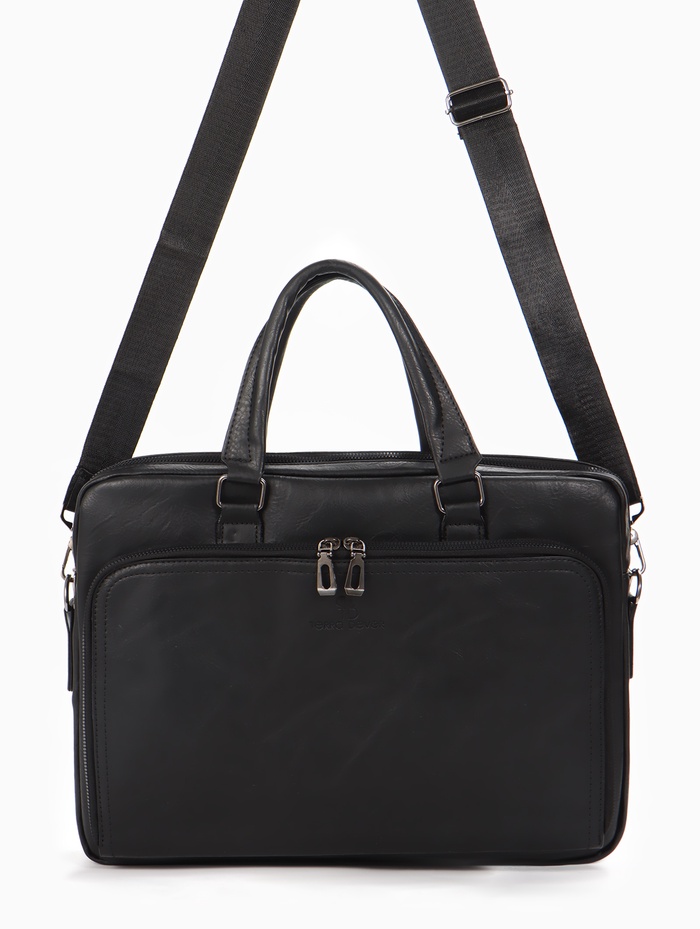 Сумка деловая, мужская, на молнии, длинный ремень, 38×8×29 см, чёрная - Фото 1