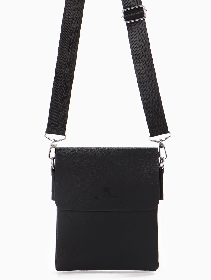 Сумка планшет муж, 19*2*23, 2 отд на молнии,  н/карм, длин рег ремень, черный - Фото 1