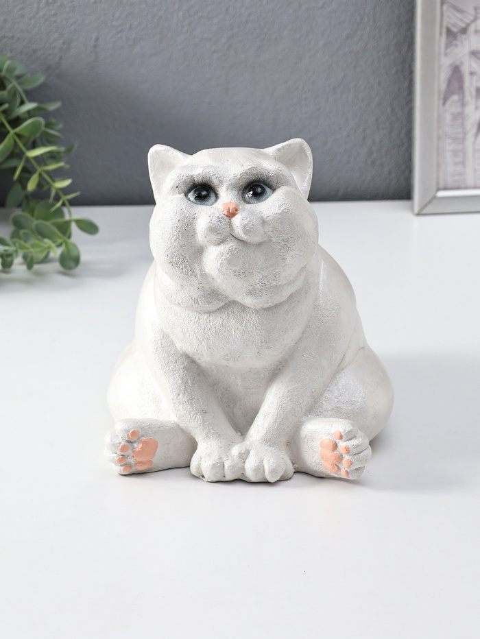 Фигурка гипс «Кот Пряник», 18.5×17×19 см, перламутр