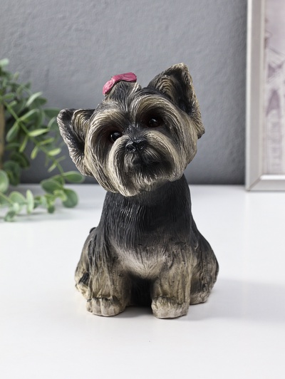 Копилка для денег «Щенок Йорк», гипс, тёмный, 21×13×20 см