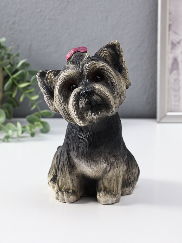 Копилка для денег «Щенок Йорк», гипс, тёмный, 21×13×20 см - Фото 1