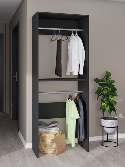 Вешалка модульной гардеробной системы «Модус», 2090×800×420 мм, цвет графит