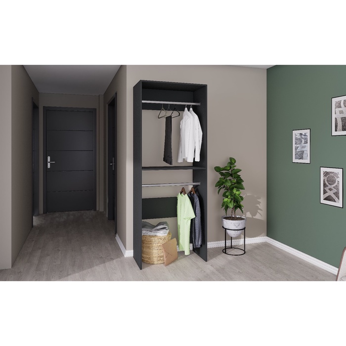 Вешалка модульной гардеробной системы «Модус», 2090×800×420 мм, цвет графит - Фото 1