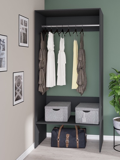 Вешалка модульной гардеробной системы «Модус», 2090×1000×520 мм, цвет графит