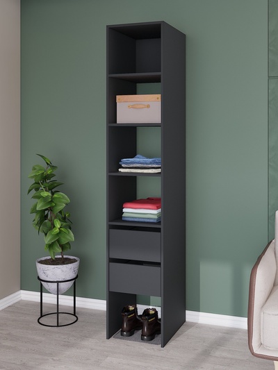 Стеллаж модульной гардеробной системы «Модус», 2090×400×520 мм, цвет графит