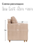 Диван «Ванкувер-Лайт», механизм еврокнижка, велюр, цвет бежевый - фото 65467995