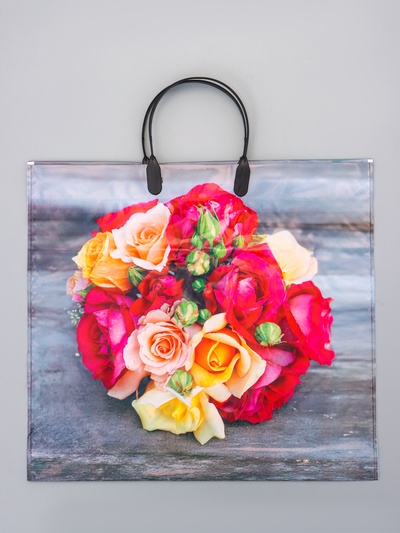 Пакет «Волшебный букет», полиэтиленовый с пластиковой ручкой, 38×34 + 3 см, 90 мкм