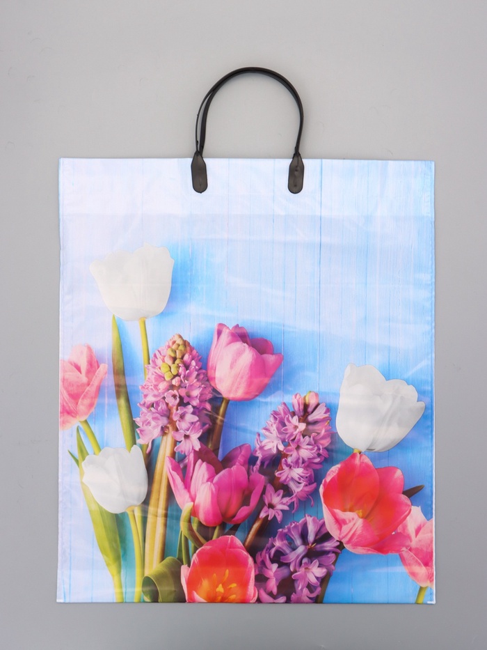 Пакет «Цветочный уют», полиэтиленовый с пластиковой ручкой, 38×45 + 3 см, 90 мкм - Фото 1