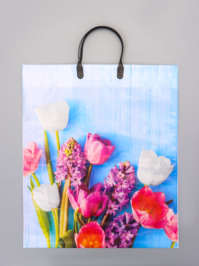 Пакет «Цветочный уют», полиэтиленовый с пластиковой ручкой, 38×45 + 3 см, 90 мкм - Фото 1