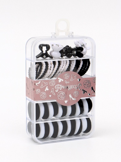 Набор резинок и заколок в контейнере, Принцессы