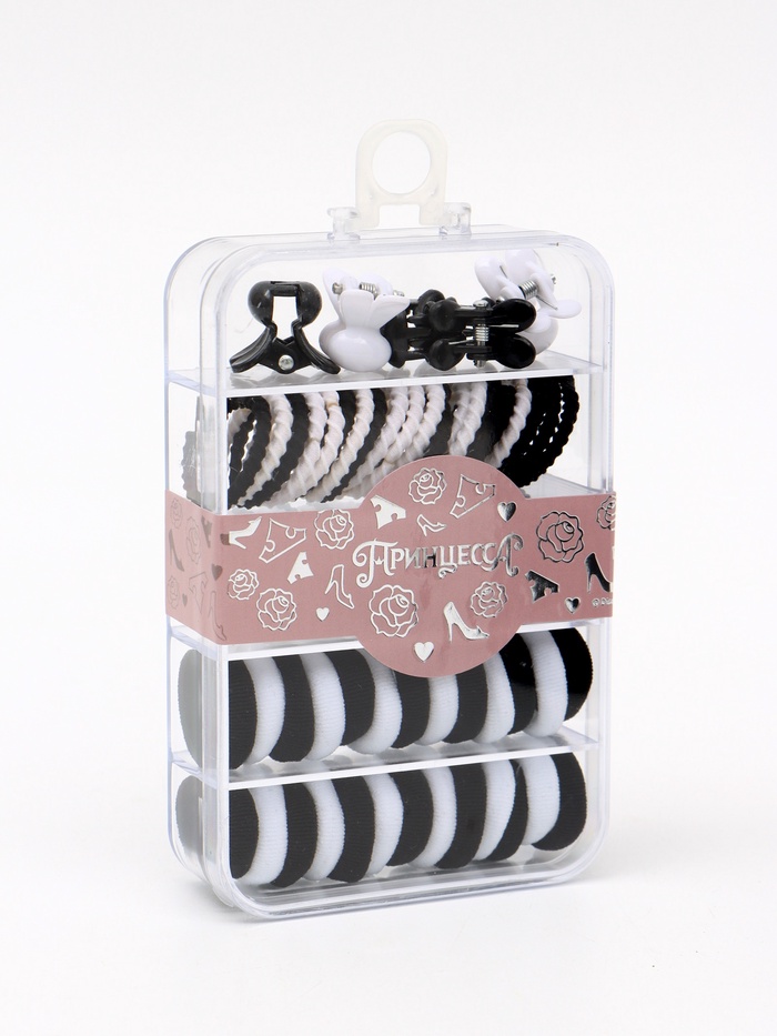 Набор резинок и заколок в контейнере, Принцессы - Фото 1