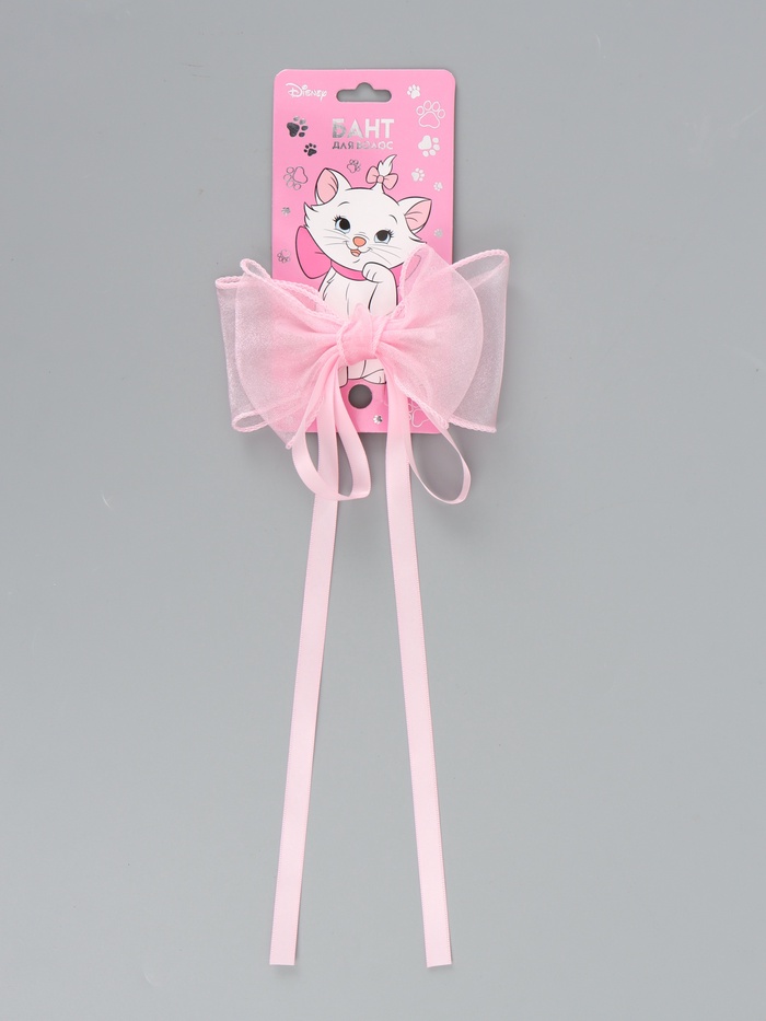 Бант для волос на заколке с лентами, розовый, Коты аристократы - Фото 1