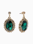 Серьги со стразами "Овал грань", цвет изумрудный в золоте - фото 65468062