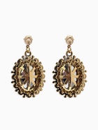 Серьги со стразами "Овал грань", цвет изумрудный в золоте - фото 65468063